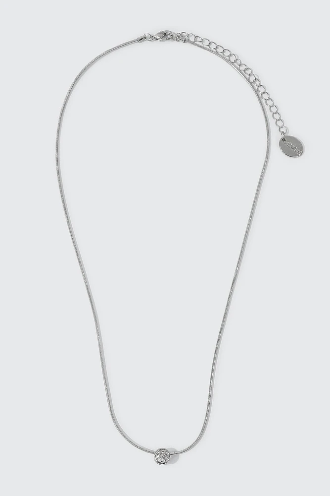 Ardene 14K White Gold Plated Necklace with Pendant in Silver
