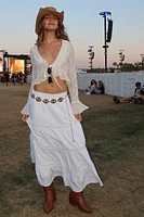 Ardene Maxi Tiered Skirt in White | Size Large | Rayon