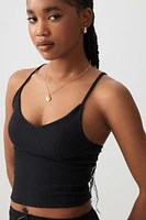 Ardene Basic V-Neck Crop Tank Top in Black | Size XL | Cotton/Elastane | Eco-Conscious