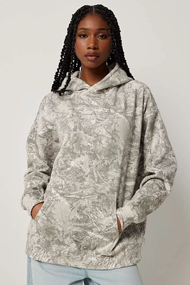 Ardene Camouflage Hoodie in Grey | Size Small | Polyester/Cotton | Fleece-Lined