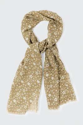 Ardene Floral Scarf in Beige | Polyester