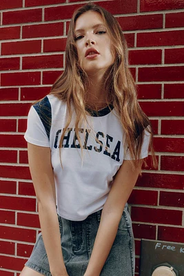 Ardene Colorblock Chelsea Graphic T-Shirt in White | Size | Cotton/Elastane