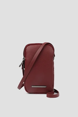 Ardene Faux Leather Phone Bag in Burgundy | Faux Leather/Polyester
