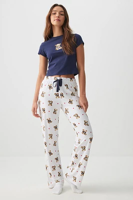 Ardene Flare PJ Pants in White | Size | Polyester/Elastane | Eco-Conscious