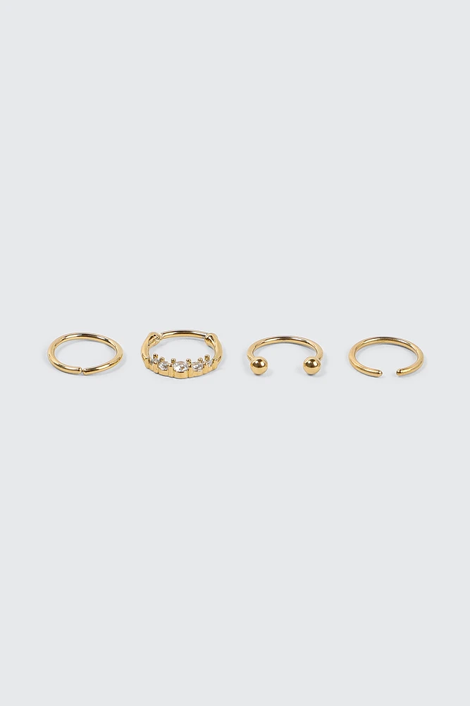 Ardene 4-Pack 14K Gold Plated Cartilage Hoops