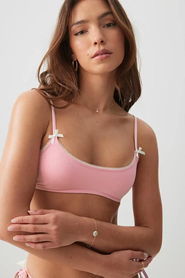 Ardene Bralette Bikini Top with Bows in Light Pink | Size | Polyester/Nylon/Elastane | Microfiber