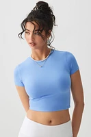 Ardene Super Soft Ultra Crop Fitted T-Shirt in Medium Blue | Size | Polyester/Elastane