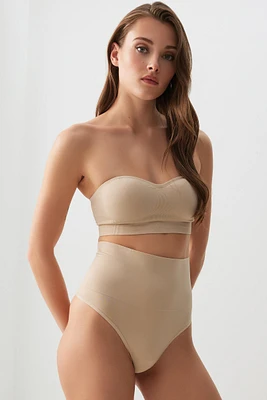 Ardene TRUNUDE Seamless High Waisted Thong in Beige | Size | Nylon/Elastane