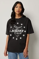 Ardene Johnny Cash Graphic T-Shirt in Black | Size Large | 100% Cotton