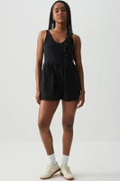 Ardene Flowy V-Neck Romper in Black | Size XS | Cotton | Eco-Conscious
