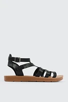 Ardene Flat Strappy Sandals in Black | Size | Eco-Conscious