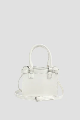 Ardene Small Tote Bag in White | 100% Recycled Polyester/Faux Leather | Eco-Conscious
