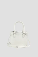 Ardene Small Tote Bag in White | 100% Recycled Polyester/Faux Leather | Eco-Conscious