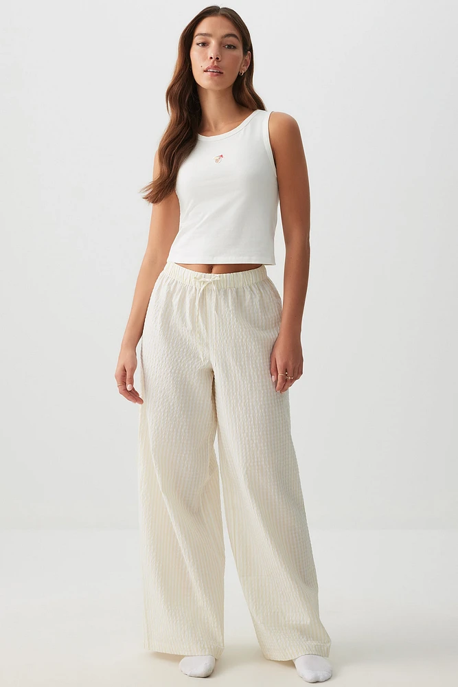 Ardene Flare PJ Pants in Light Yellow | Size | Polyester/Spandex/Cotton