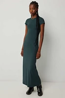 Ardene Contour Short Sleeve Maxi Dress in Dark Green | Size Small | Elastane/Polyamide