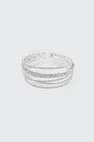 Ardene Multi Row Rhinestone Bracelet in Silver