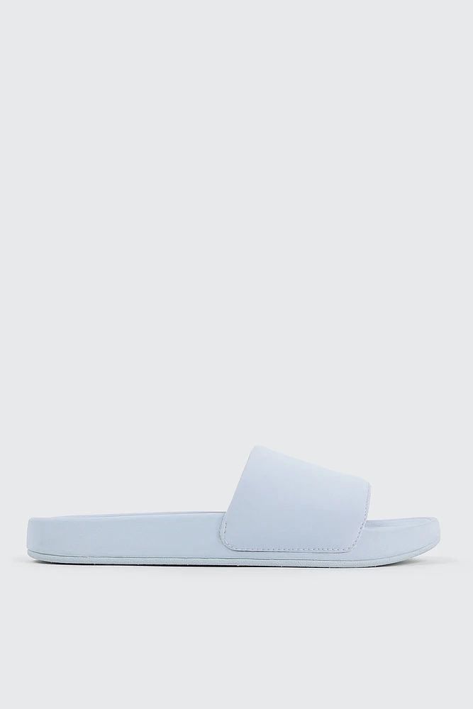 Ardene Solid Slides in Light Blue | Size