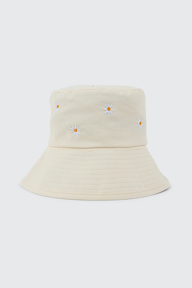 Ardene Daisy Bucket Hat in Beige | Cotton