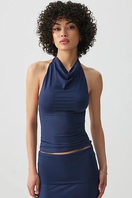 Ardene Super Soft Halter Tank Top in Dark Blue | Size | Polyester/Spandex