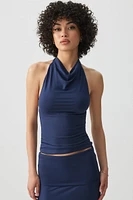 Ardene Super Soft Halter Tank Top in Dark Blue | Size Large | Polyester/Spandex