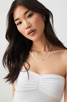 Ardene Picot Trim Tube Top in White | Size | Polyester/Elastane