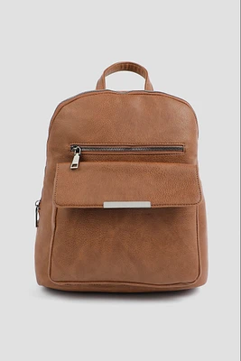 Ardene Faux Leather Backpack in Brown | Faux Leather/Polyester