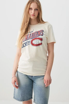 Ardene Unisex Montreal Canadiens T-Shirt in Beige | Size | 100% Cotton