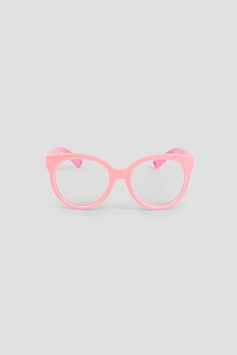 Ardene Kids Blue Light Blocking Round Glasses in Light Pink