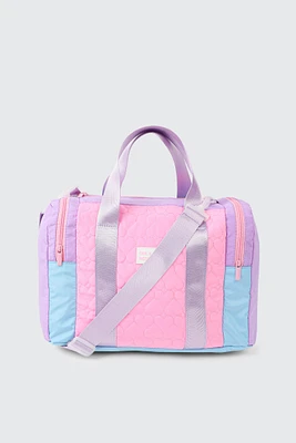 Ardene Kids Heart Quilted Duffle Bag in Pink | Nylon