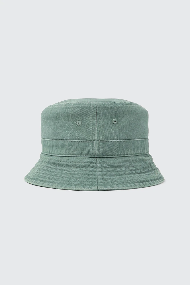 Ardene Green Washed Effect Bucket Hat in Medium Green | 100% Cotton
