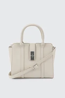 Ardene Tote Bag in Beige | 100% Recycled Polyester/Faux Leather | Eco-Conscious