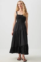 Ardene Smocked Tiered Maxi Dress in Black | Size XS | 100% Cotton