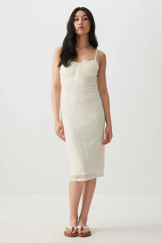 Ardene Lace Midi Dress with Ribbon Detail in | Size | Nylon/Spandex