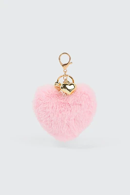 Ardene Plushie Heart Keychain in Light Pink