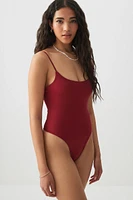 Ardene Contour Spaghetti Strap Bodysuit in Burgundy | Size | Elastane/Polyamide