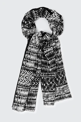 Ardene Printed Scarf in Black | Polyester