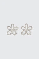 Ardene Embellished Flower Earrings in Silver | Stainless Steel