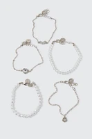 Ardene 5-Pack Daisy & Butterfly Bracelets in Silver