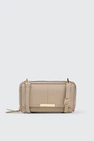 Ardene Crossbody Wallet in Beige | 100% Recycled Polyester/Faux Leather | Eco-Conscious