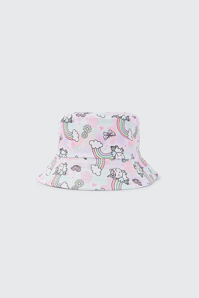 Ardene Kids Reversible Unicorn Bucket Hat | 100% Cotton