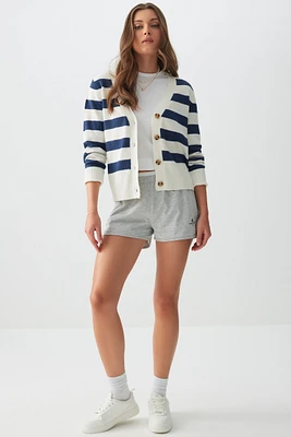 Ardene Dolphin Shorts with Exposed Elastic in Grey | Size | 100% Cotton/Viscose