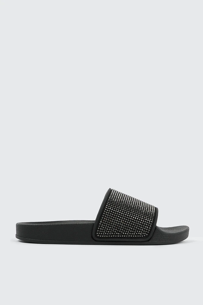 Ardene Rhinestone Slides in | Size