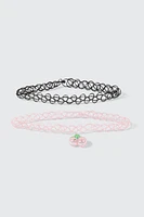 Ardene Kids 2-Pack Cherry Chokers in Light Pink