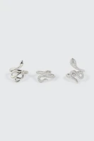 Ardene 3-Pack Snake Rings in Silver | Size