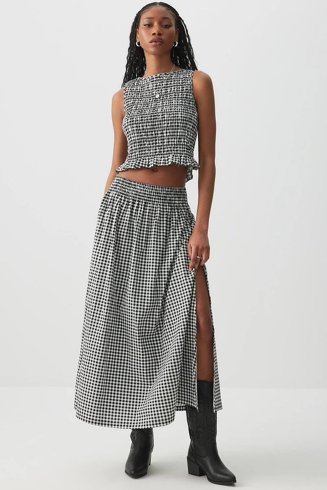 Ardene Poplin Maxi Skirt with Slit in | Size | 100% Cotton