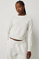 Ardene Short Raglan Crew Neck Sweater in White | Size | Polyester/Nylon