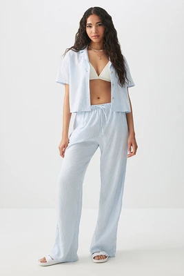 Ardene Mid Rise Linen Blend Pants in Light Blue | Size | Rayon/Cotton