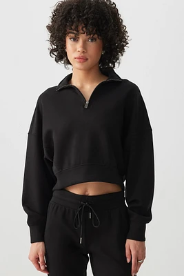 Ardene Scuba 1/4 Zip Sweatshirt in | Size | Polyester/Rayon/Spandex