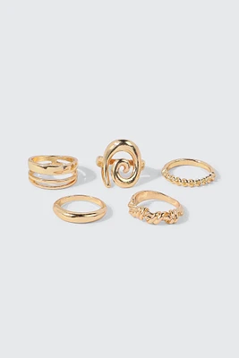 Ardene 5-Pack Assorted Rings in Gold | Size