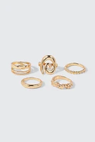 Ardene 5-Pack Assorted Rings in Gold | Size
